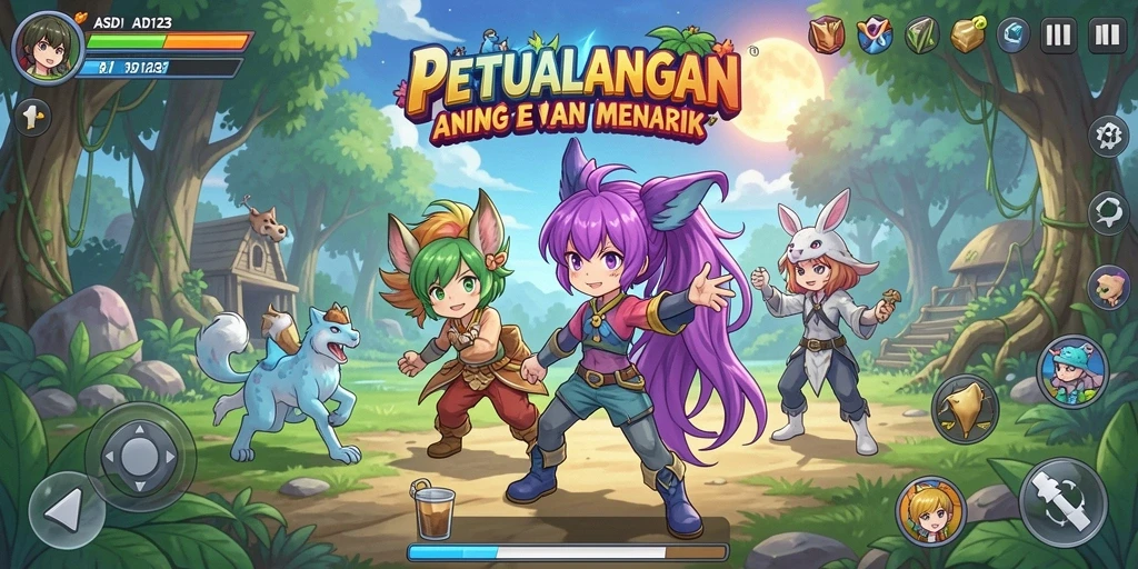 Tampilan gameplay seru dari game Anime ASD123 yang penuh warna.