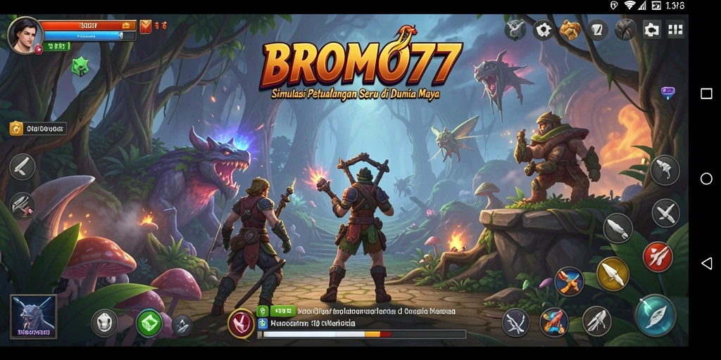 Tampilan gameplay BROMO77 yang penuh warna dan interaktif.