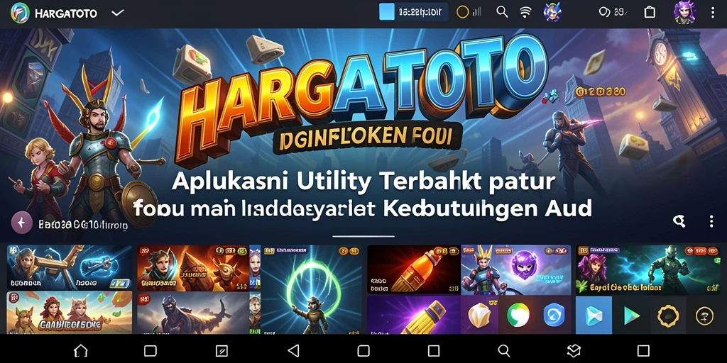 Tampilan utama aplikasi HARGATOTO yang menunjukkan fitur Utility