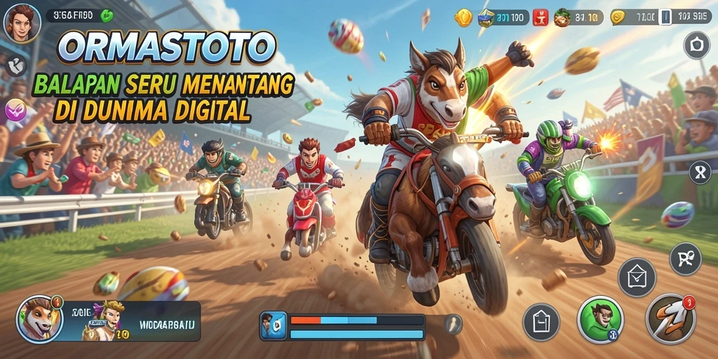 Gameplay balapan seru di ORMASTOTO dengan mobil yang cepat.